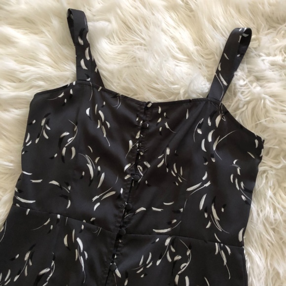 Saltwater Luxe Silky Dress S Darkest Grey with Feather Pattern - Picture 2 of 16